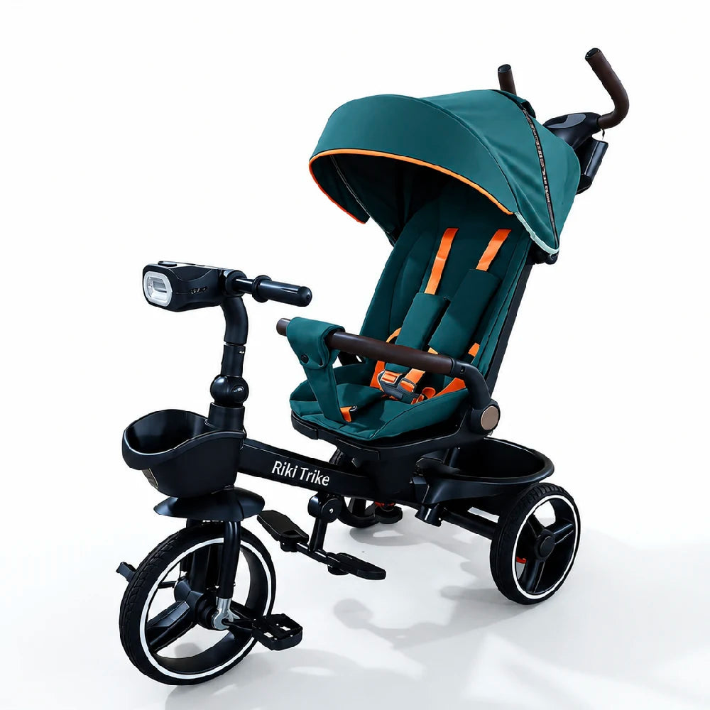Tricicletă pentru copii cu scaun rotativ 360°, verde (64644)