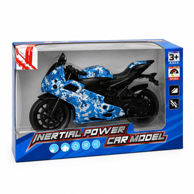 Motocicletă inerțială camuflaj digital albastru, cod 10336a