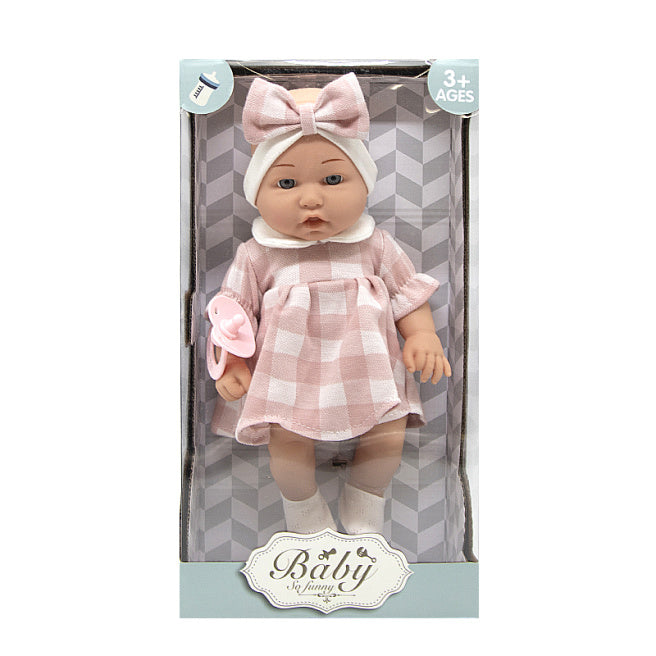 Papusa "Baby so funny" 30 cm rochie roz cu suzeta, cod 662006