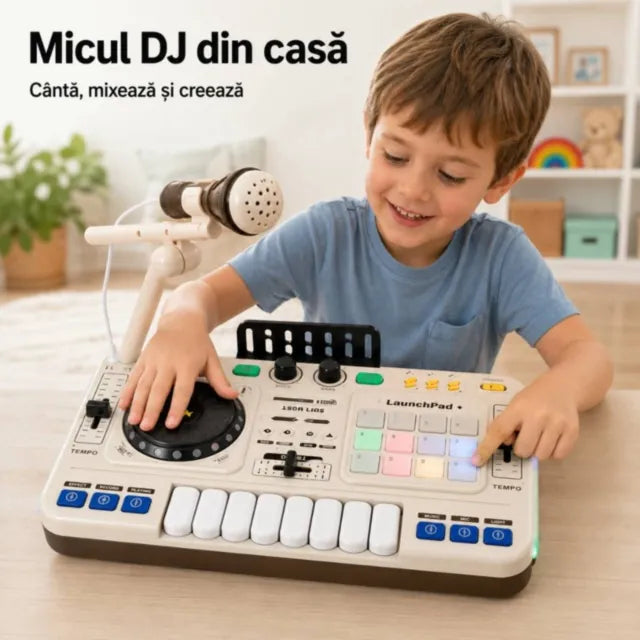 Mixer DJ muzical pentru copii cu microfon și lumini 22527tt