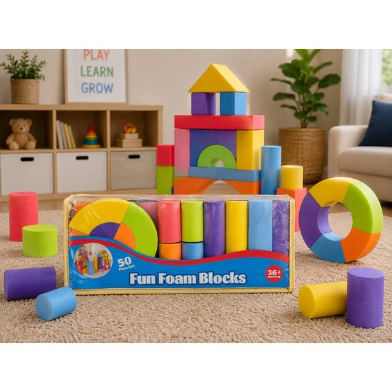 Set de construcție din spumă cu elemente arcuite, 50 piese D2510-2135