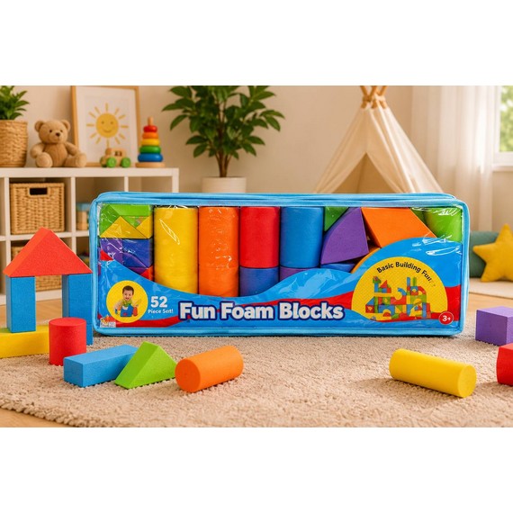 Set de cuburi moi din spumă pentru construcții, 52 piese D2510-2134