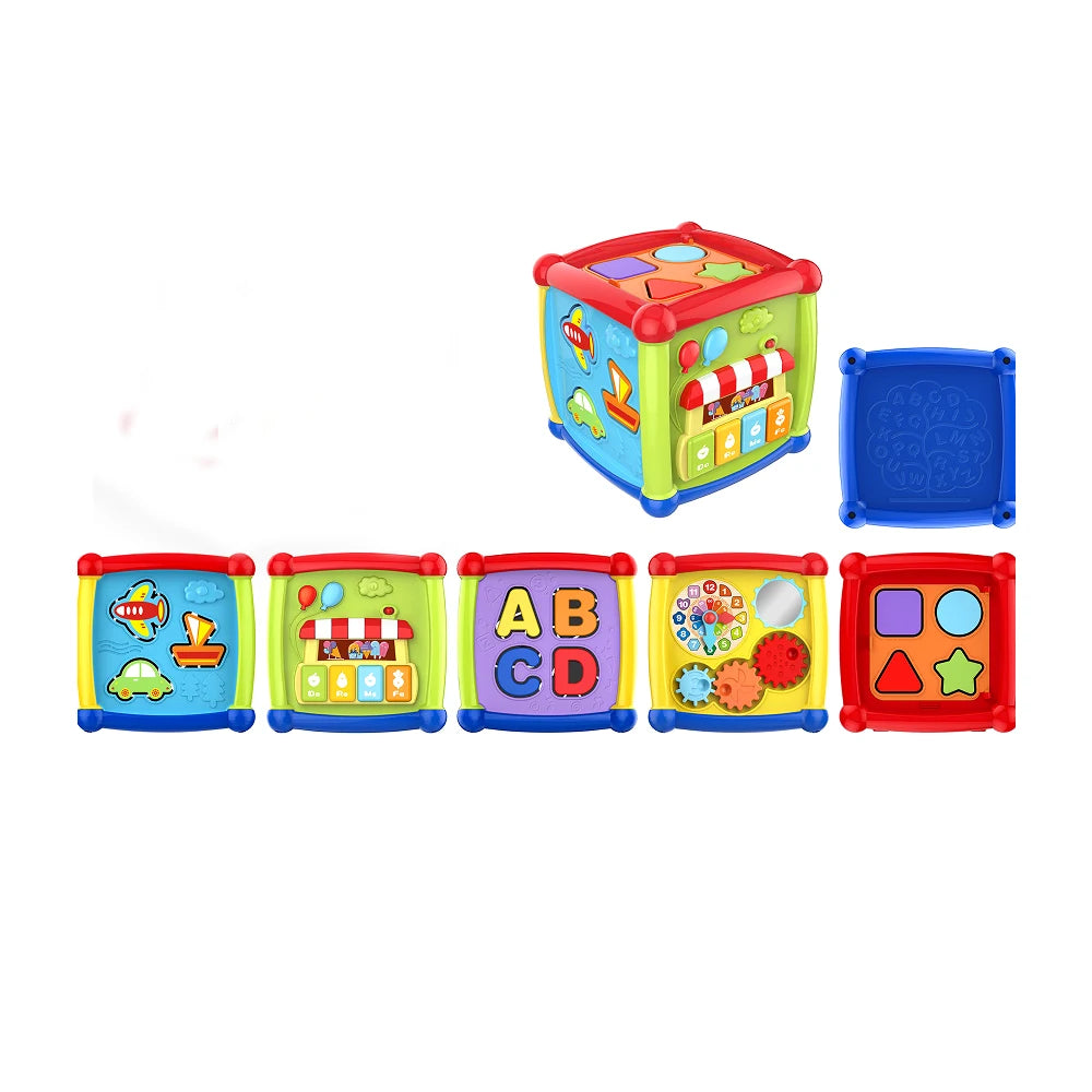 Cub educativ multifuncțional cu activități și muzică, Huanger HE0520 16 x 16 x 16 cm (78607)
