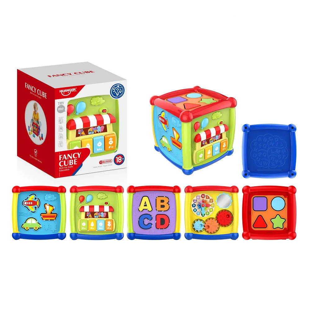 Cub educativ multifuncțional cu activități și muzică, Huanger HE0520 16 x 16 x 16 cm (78607)