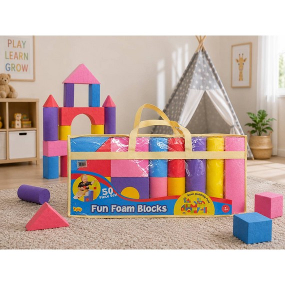 Set de construcție din spumă cu forme geometrice, 50 piese D2510-2133