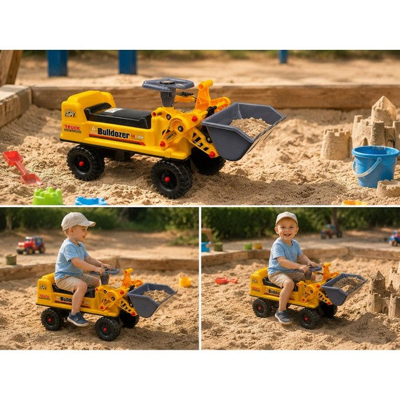 Tolocar-buldozer pentru copii, cu cupă frontală mobilă și volan D2510-1963