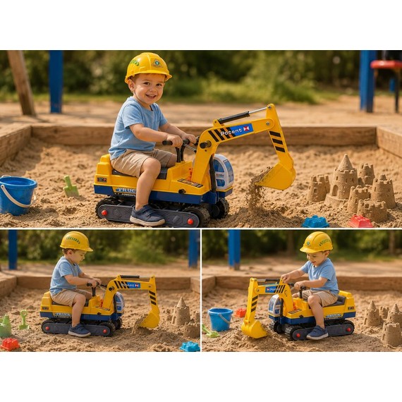Tolocar-excavator pentru copii, cu cupă mobilă și cască de protecție D2510-1962