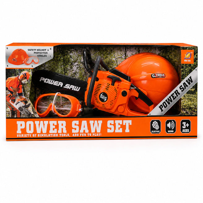Set pentru copii cu cască și ferăstrău electric, cod 10471A