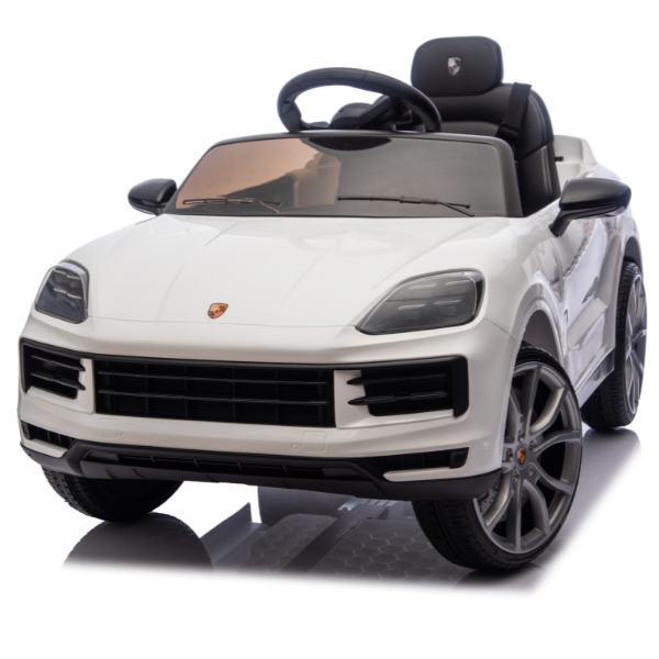 Mașinuță Porsche Cayenne, Baterie 12V7Ah, 2 motoare de 25W, roti EVA, scaune din piele SKU: 8540138-2R_White