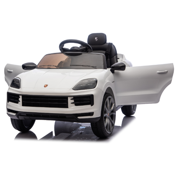 Mașinuță Porsche Cayenne, Baterie 12V7Ah, 2 motoare de 25W, roti EVA, scaune din piele SKU: 8540138-2R_White