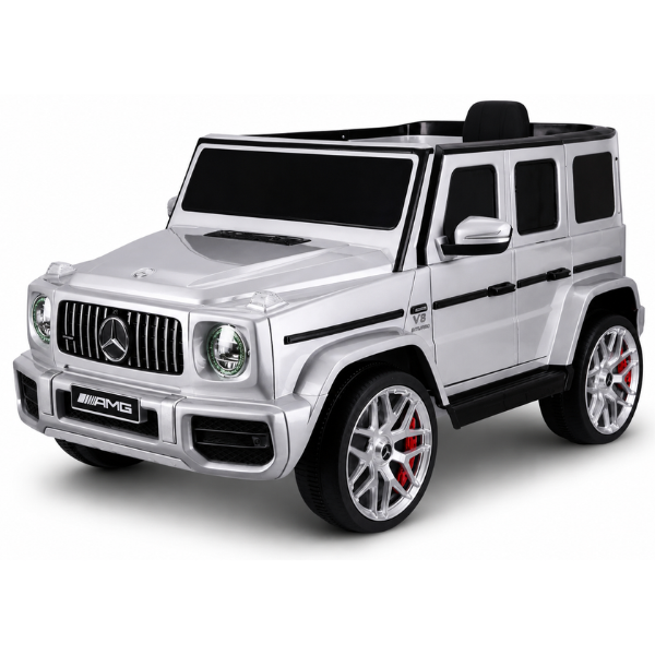 Mașinuță Mercedes-AMG G63, Baterie 12V7AH, 2 motoare de 35W, roti EVA, scaune din piele SKU: 8210200-2R_Silver