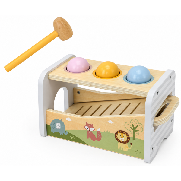 Jucărie muzicală din lemn „Banc de lovit cu xilofon”, 3 în 1 SKU: 44270