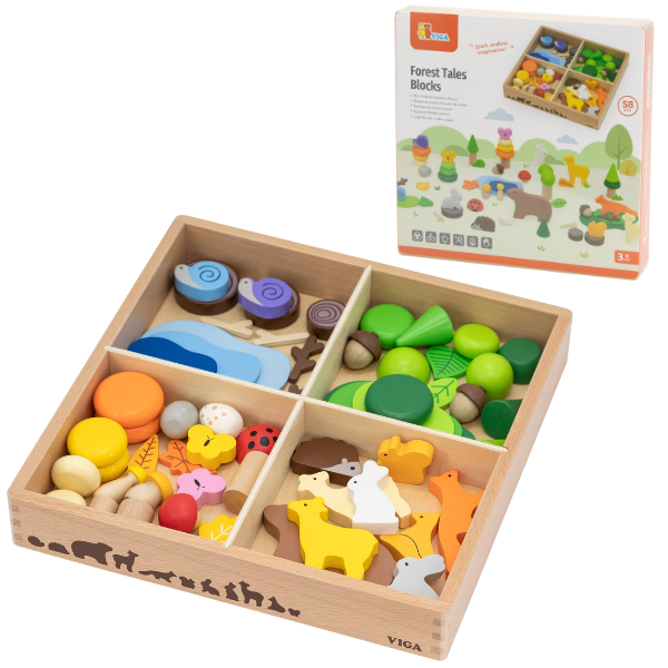 Set de joacă din lemn „Lumea pădurii”, 58 piese SKU: 44819