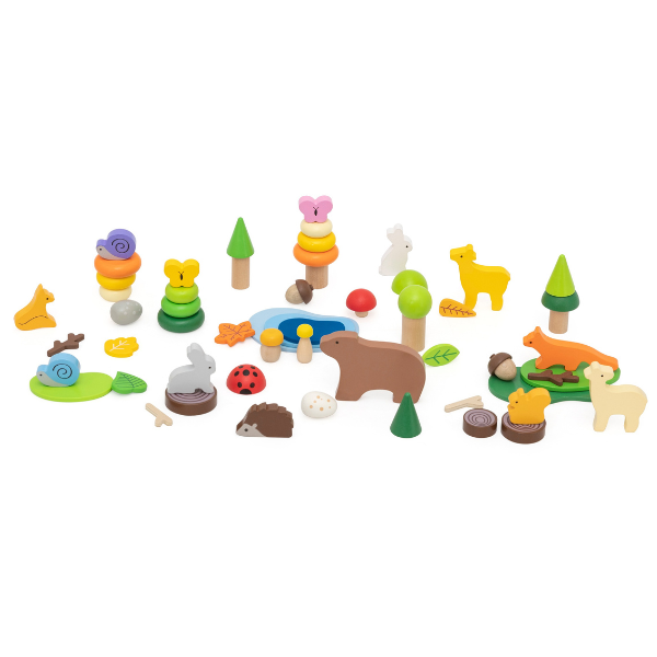 Set de joacă din lemn „Lumea pădurii”, 58 piese SKU: 44819