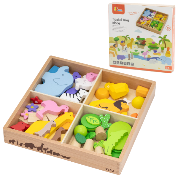 Set de joacă din lemn „Lumea sălbatică”, 55 piese SKU: 44820