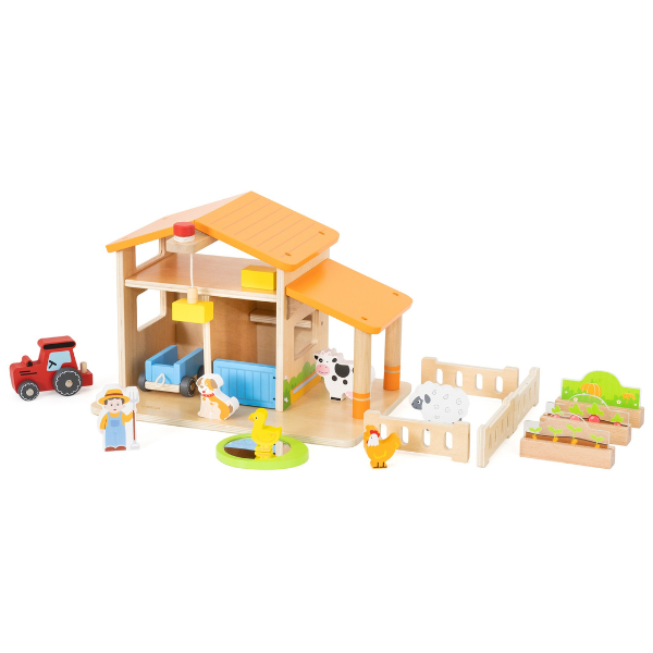 Set de joacă din lemn „Fermă” cu animale și tractor SKU: 44804