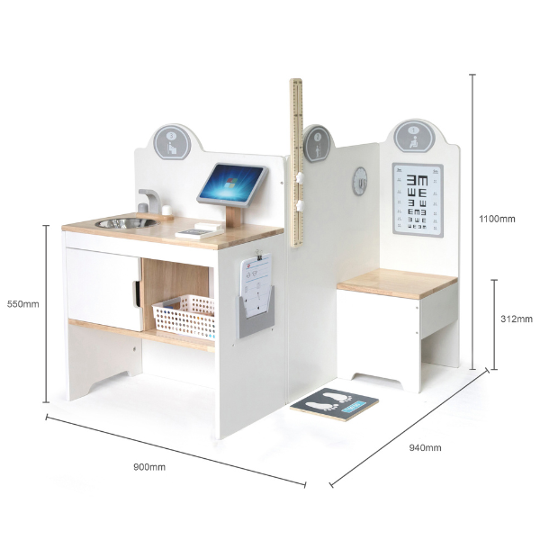 Centru medical de joacă din lemn cu accesorii, 90×94×110 cm SKU: 44549