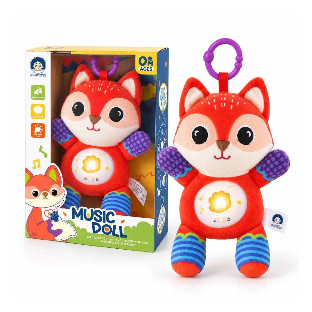 Музыкальная игрушка со светом и кольцом для подвешивания, Лисичка (25364)