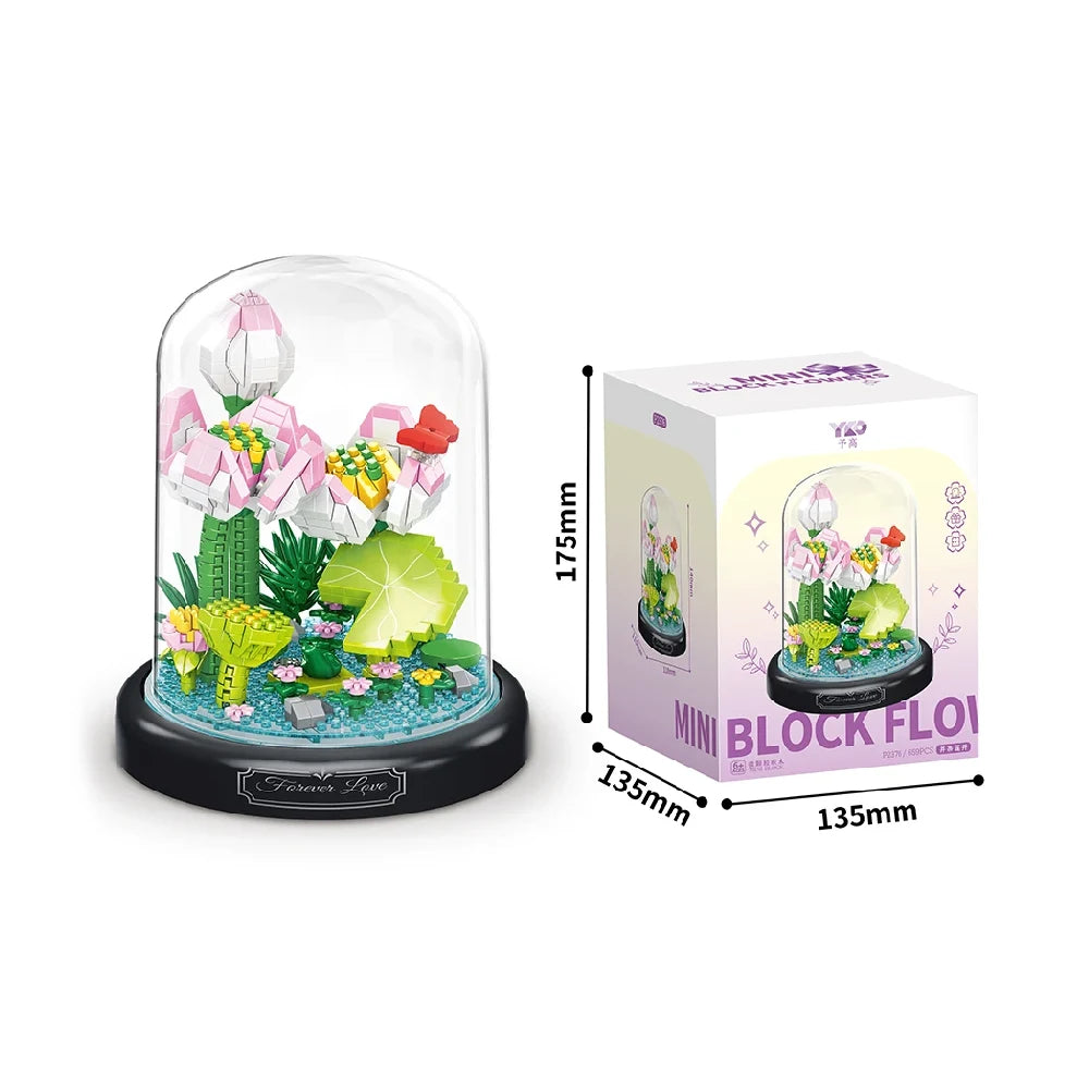 Set de construcție Flori de lotus din mini blocuri, 659 piese (600804)