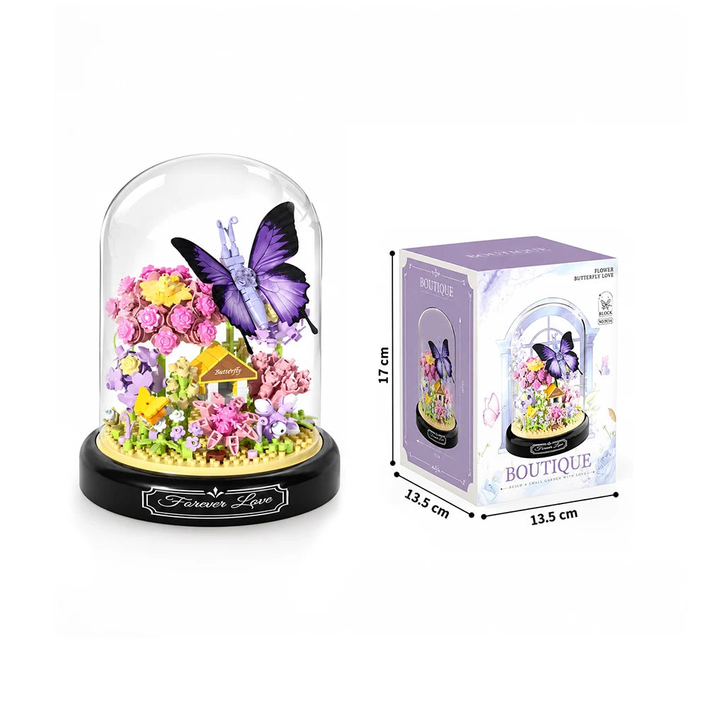 Set de construcție Flori și fluture din mini blocuri, 582 piese (954969)