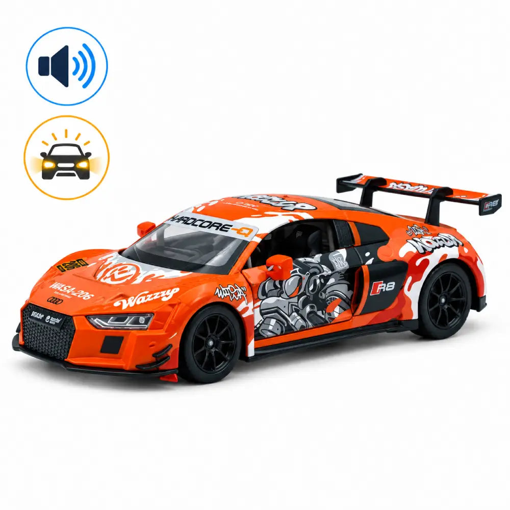 Mașină din metal Audi R8 LMS, scară 1:24, portocalie, MSZ (68291A/1)