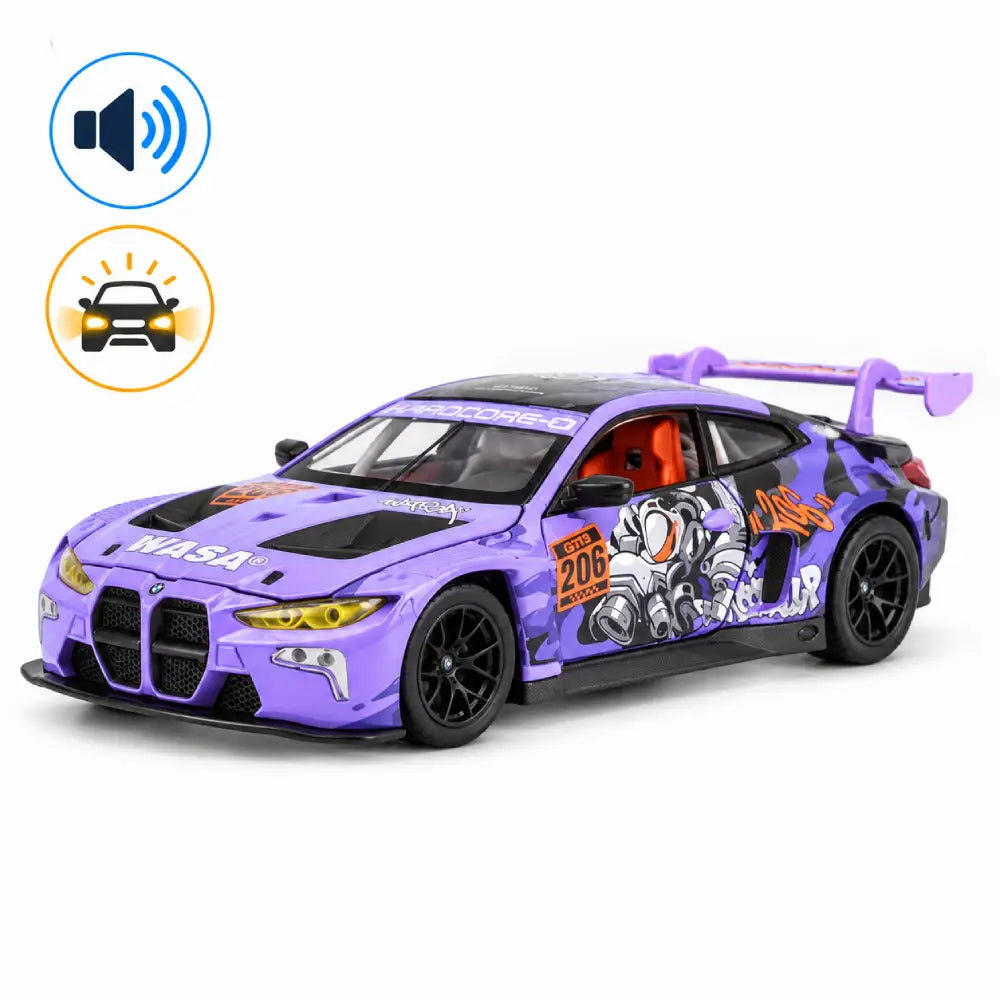Mașină din metal BMW M4 GT3, scară 1:24, mov, MSZ (68296A/2)
