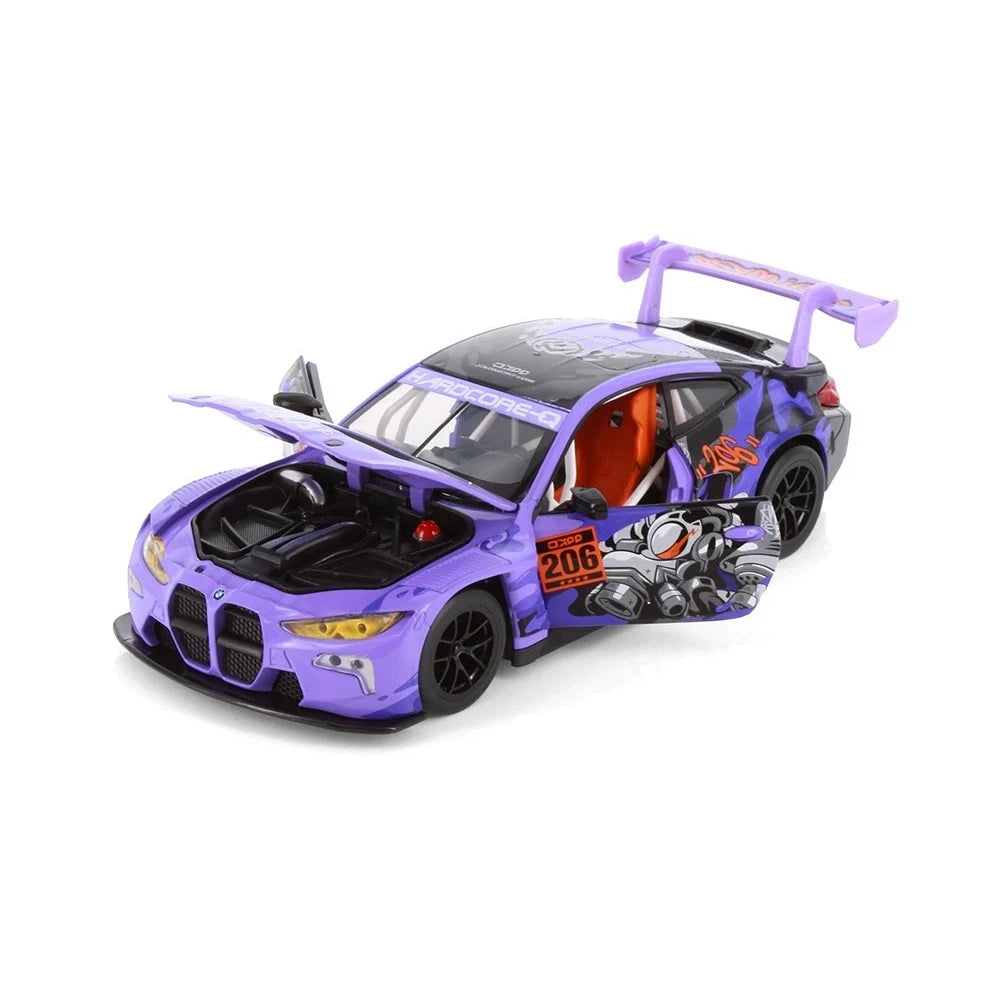 Mașină din metal BMW M4 GT3, scară 1:24, mov, MSZ (68296A/2)