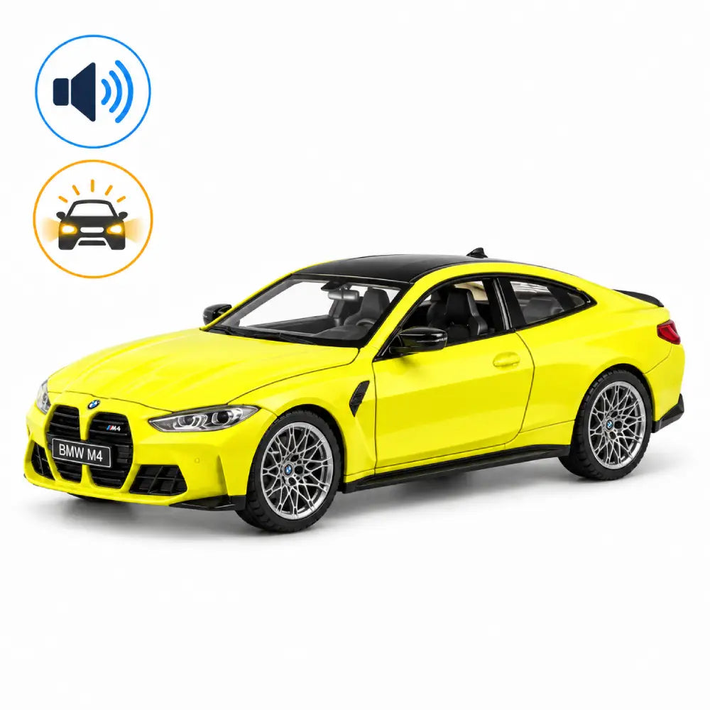 Mașină din metal BMW M4, scară 1:24, galbenă, MSZ (68280A)