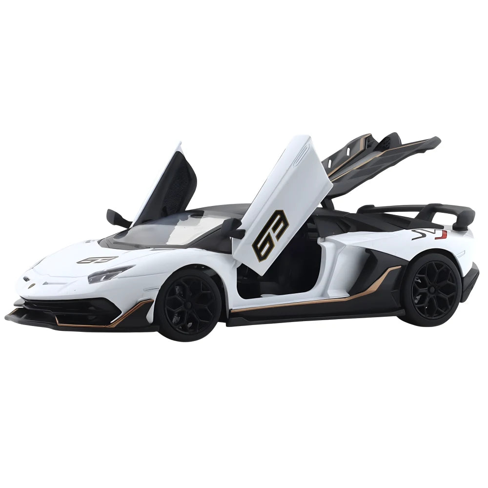 Mașină din metal Lamborghini Aventador SVJ, scară 1:24, albă, MSZ (68269A/1)