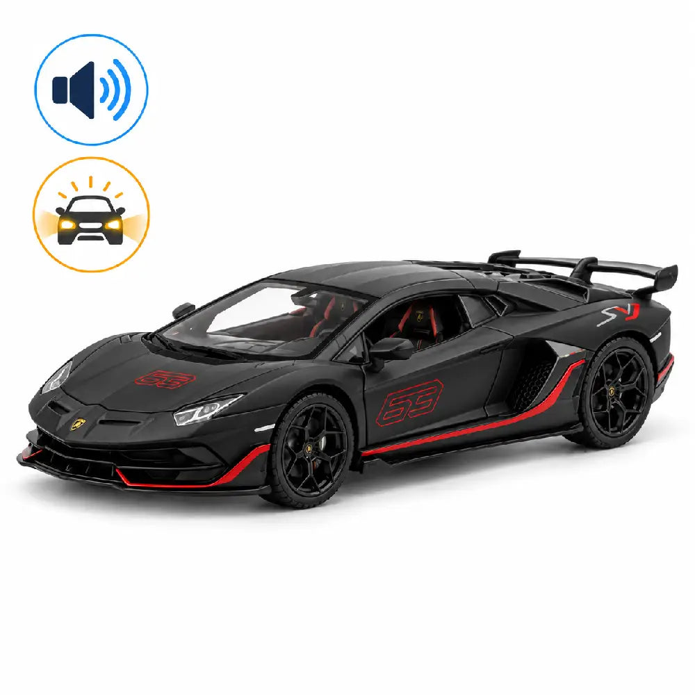 Mașină din metal Lamborghini Aventador SVJ, scară 1:24, neagră, MSZ (68269A/2)