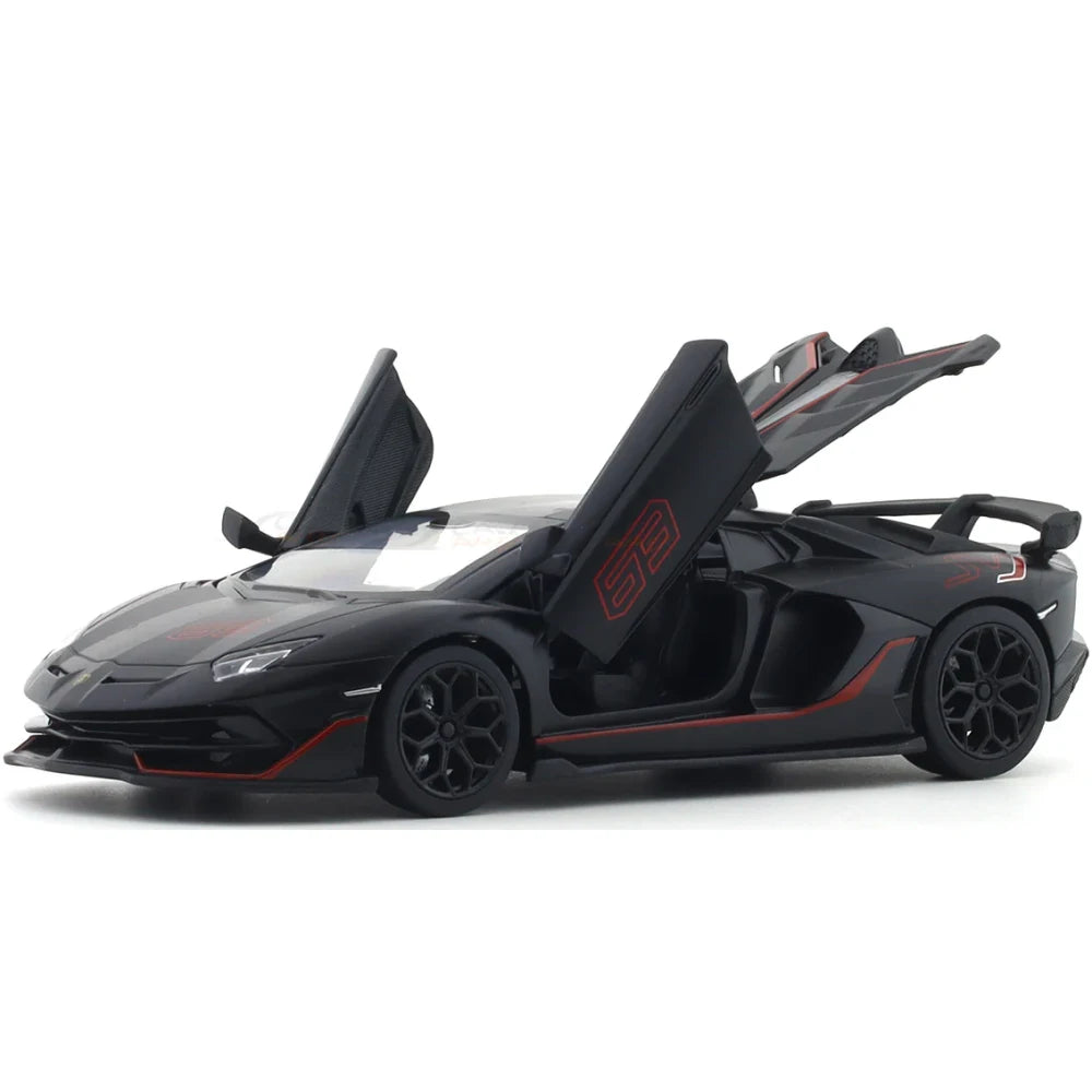Mașină din metal Lamborghini Aventador SVJ, scară 1:24, neagră, MSZ (68269A/2)