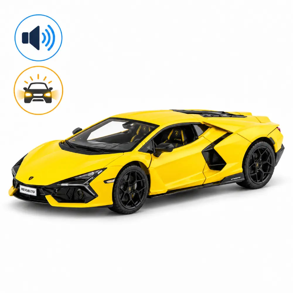 Mașină din metal Lamborghini Revuelto, scară 1:24, galbenă, MSZ (68200A/2)