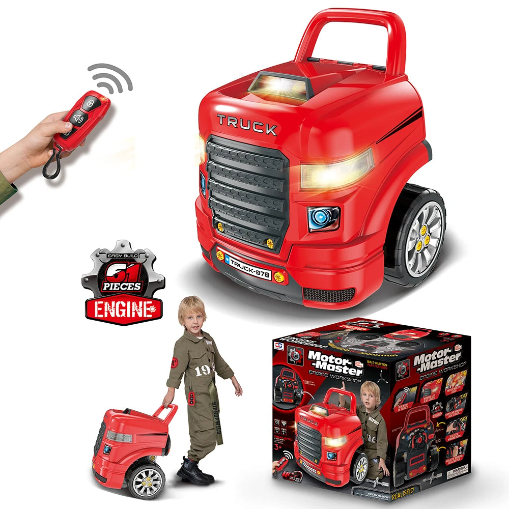 Set de mecanic auto pentru copii Camion cu motor și unelte, 61 piese (82552)