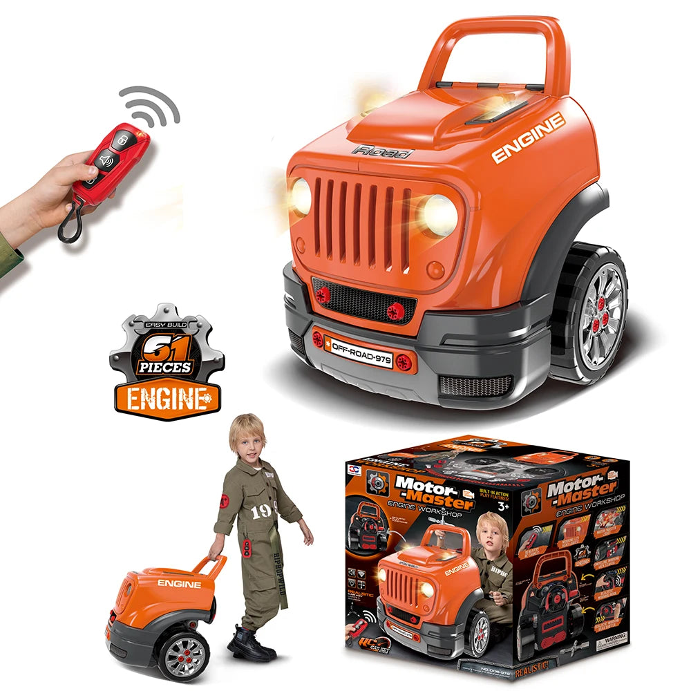 Set de mecanic auto pentru copii cu motor și unelte, 61 piese (82569)