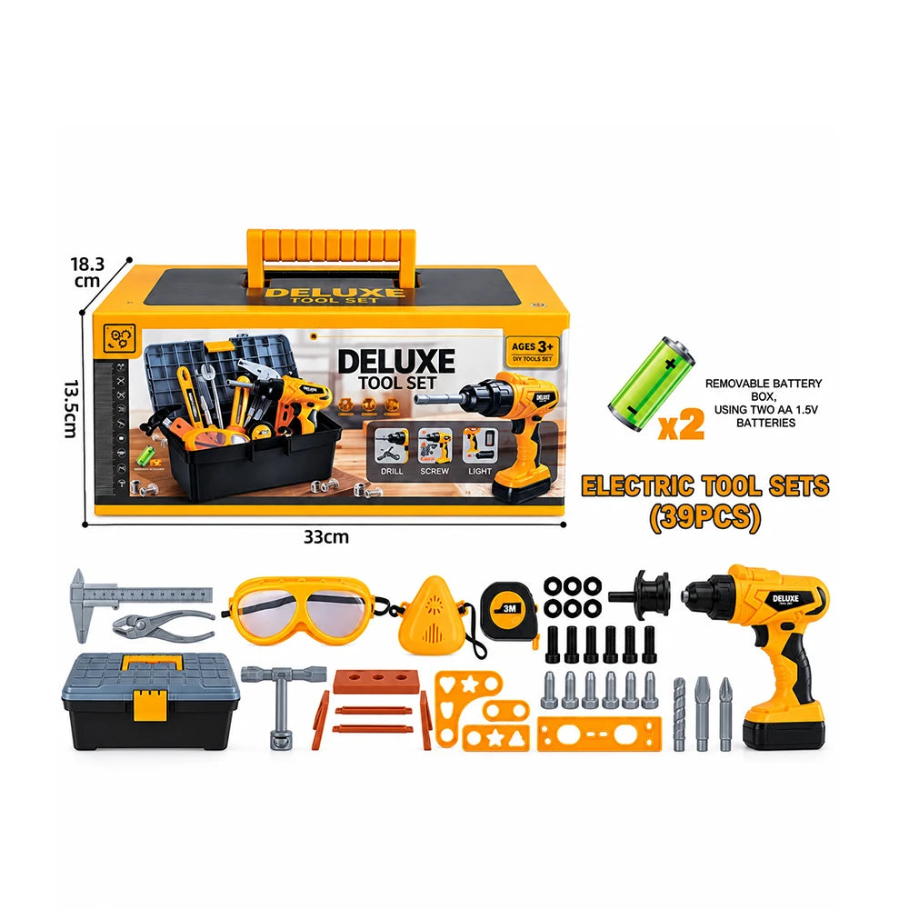 Set de scule cu bormașină electrică în ladă, 39 piese (72074)