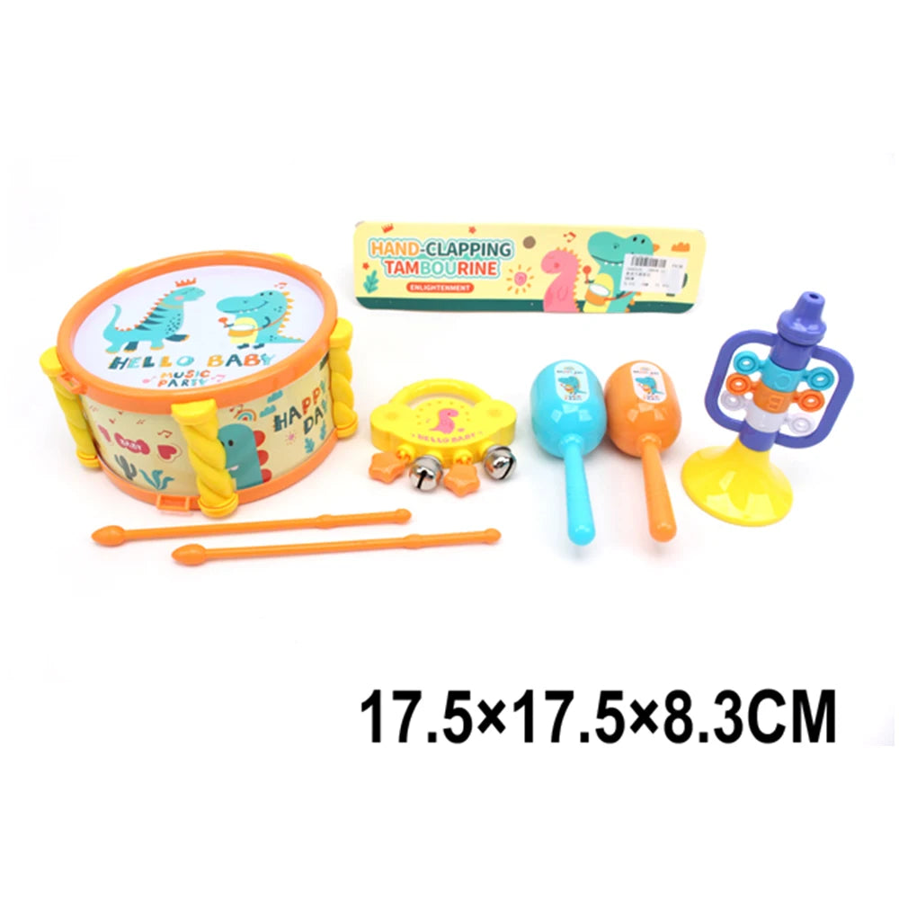 Set instrumente muzicale cu tobă, maracas și trompetă pentru copii (53251)