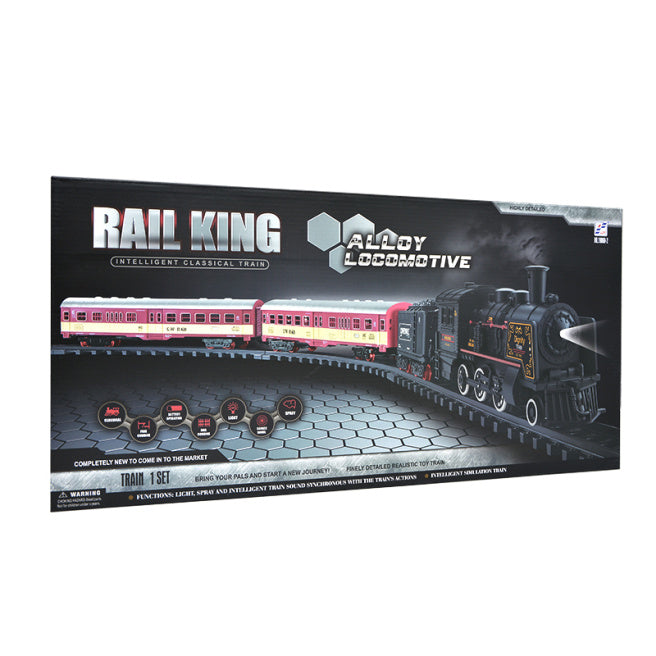 Set de joaca tren "Rail King" cu lumina si sunet, cod 602067