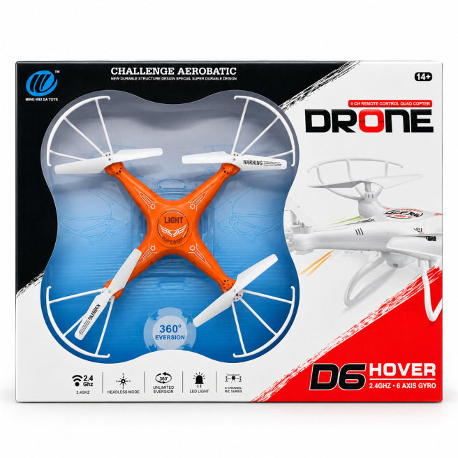 Dronă cu telecomandă Hover F8, portocalie, cod 3400D