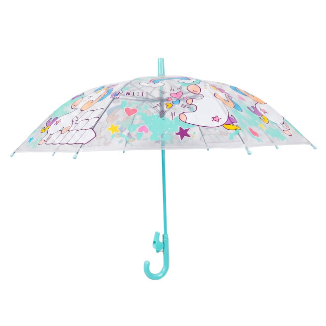 Umbrelă pentru copii, turcoaz, cu unicorni, cod 2508D