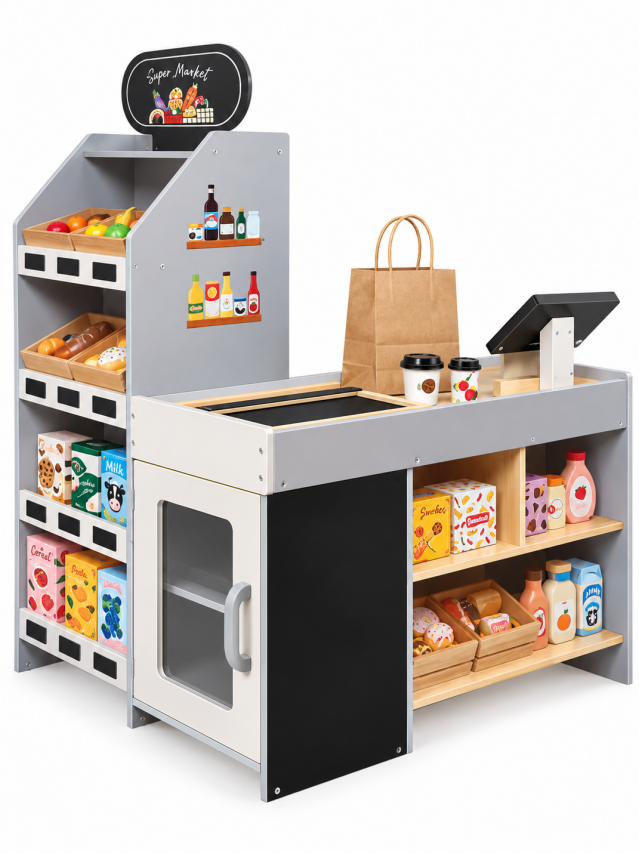Set de joaca din lemn Supermarket 82.7*62.5*107cm, W10A214C cod:719638