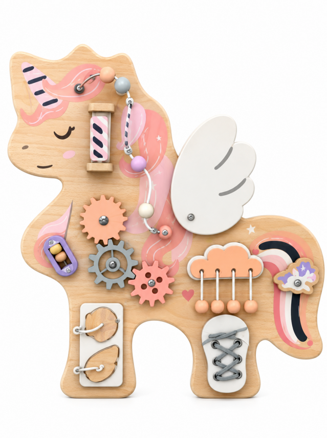 Busyboard din lemn Unicorn 40*40*1.5cm, W12D841 cod:719632