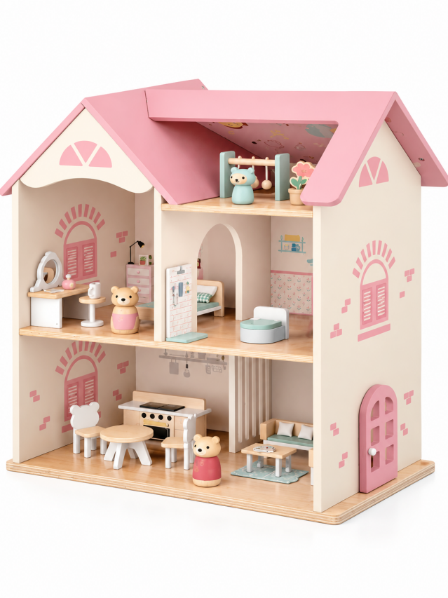 Casa de papusi din lemn 47*22*56cm, W06A656B cod:719627