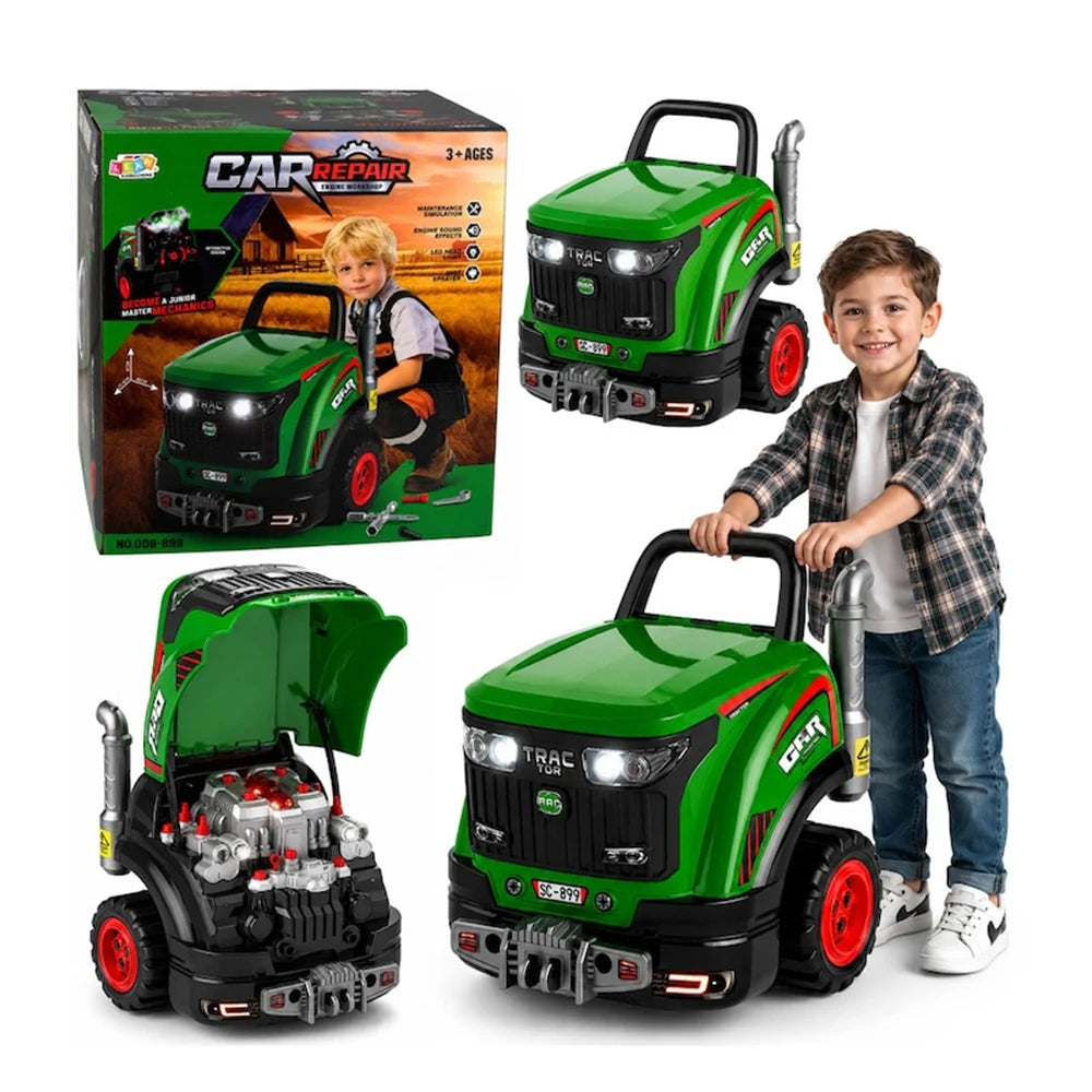 Set de mecanic auto pentru copii cu motor și unelte (09628)