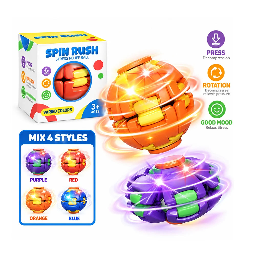 Антистресс-игрушка 3D-спиннер с подсветкой, 4 цвета (51339)