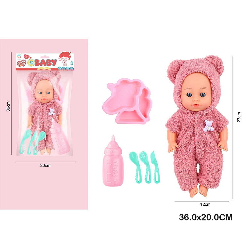 Păpușă bebeluș în costum de ursuleț cu accesorii, 27 cm (68552)