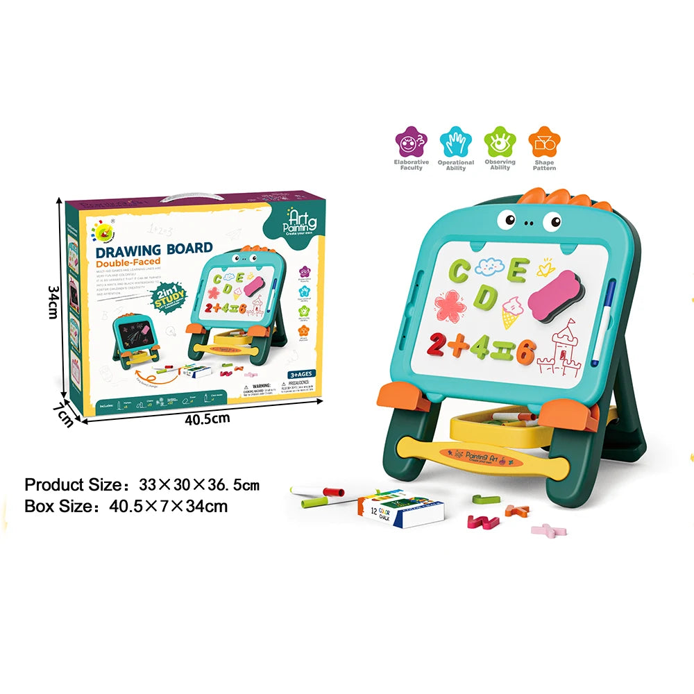 Tablă de desen magnetică cu două fețe, Dinozaur (65484)