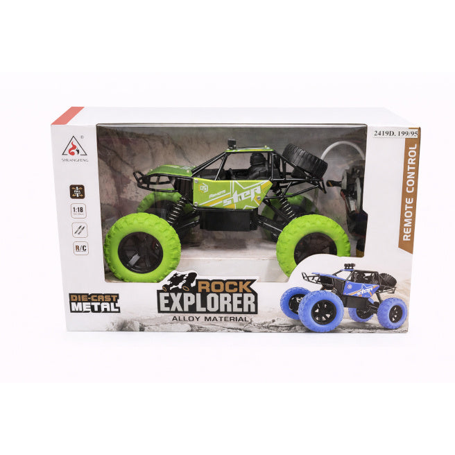 Машина Rock Crawler 1:18 на радиоуправлении, металлическая, зелёная, код 2419D