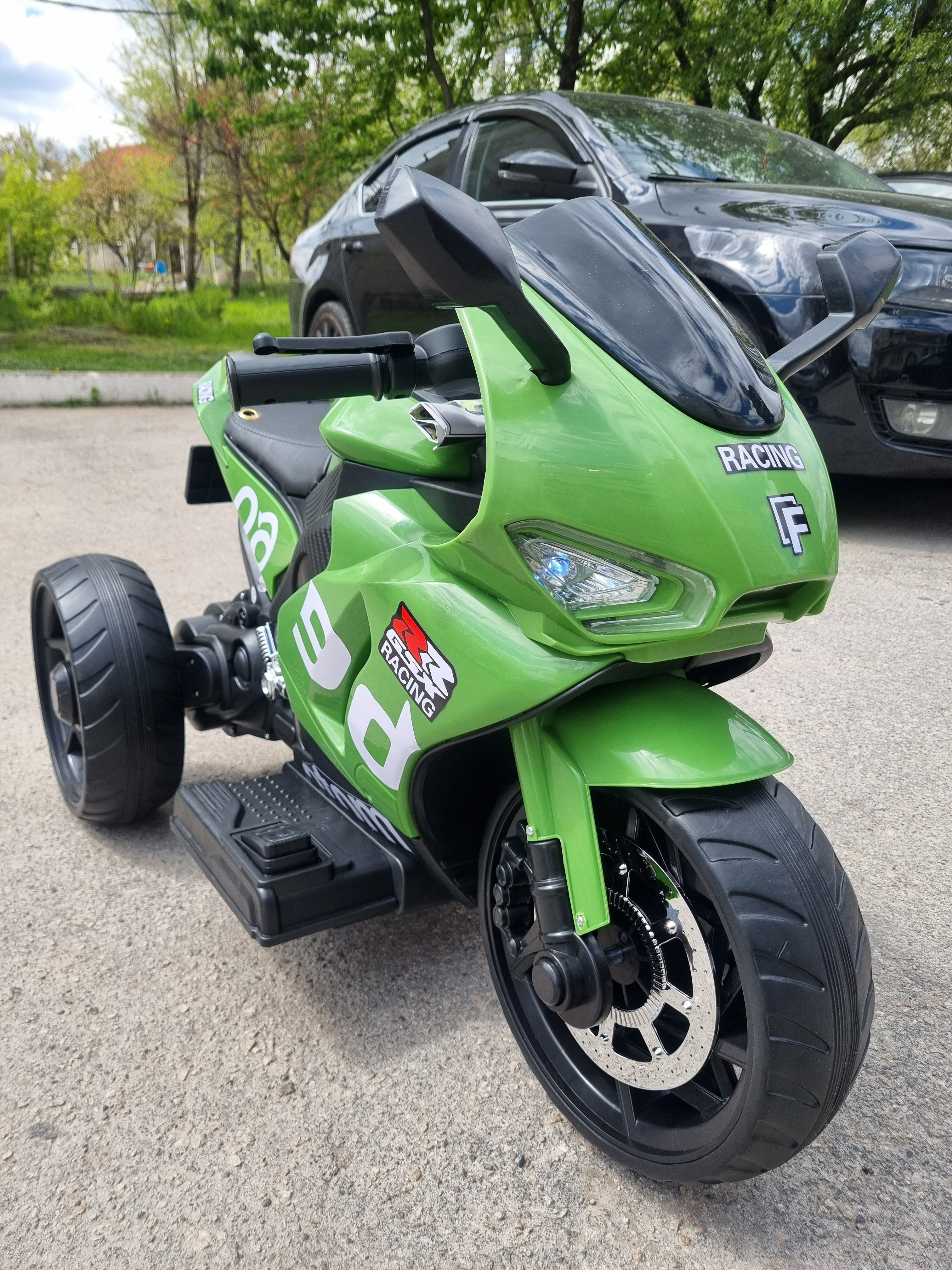 Motocicletă electrică pentru copii cu telecomandă, verde (63071)