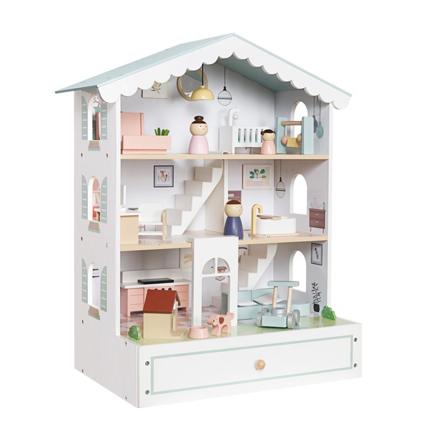 Casa de papusi din lemn cu lumini 57,5*34*69,5 cm, W06A578