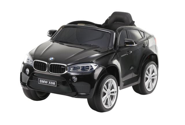 Mașină cu acumulator BMW X6M (sarcină maximă 30 kg, scaune din piele, 12V7Ah, 2 motoare de 45W, telecomandă, roți moi - EVA, dimensiuni 117x74x60 cm) art. JJ2199